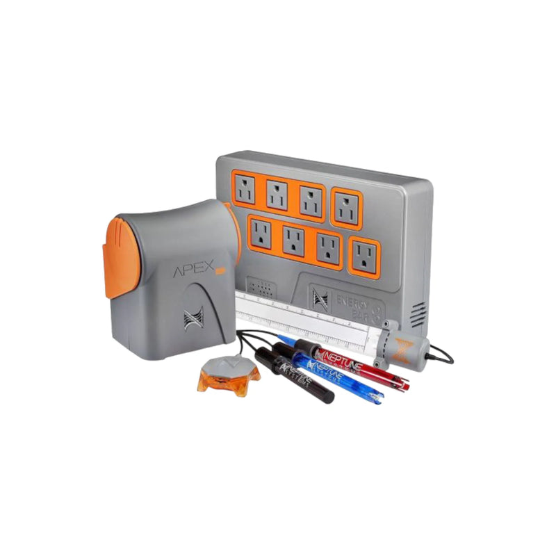 A3 Series, Apex Pro System includes A3 Apex Pro Base Unit, Energy Bar 632-UK,
Temperature, pH & ORP probes, 15" Liquid Level Sensor and Optical Leak Sensor